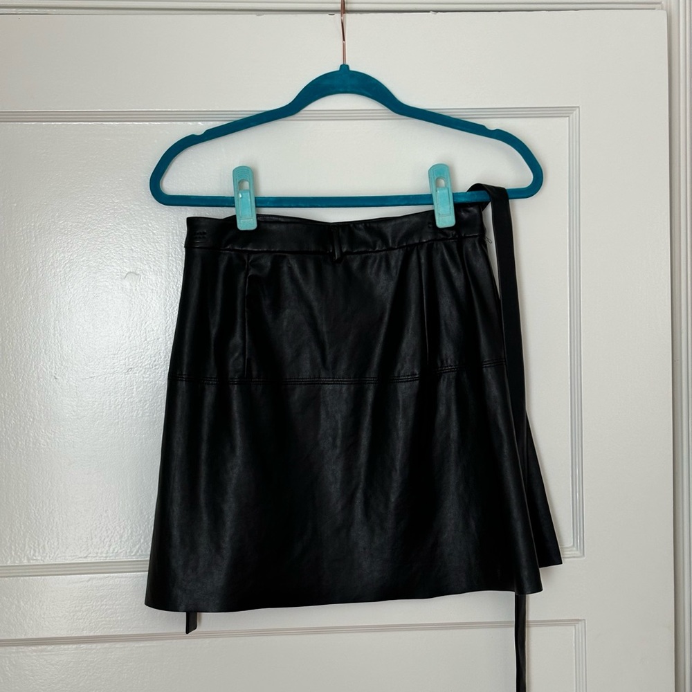 Black Faux Leather Wilfred Aritzia Wrap skirt